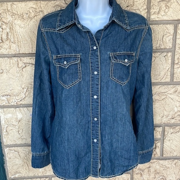 Denim Snap up Shirt - Picture 2 of 12